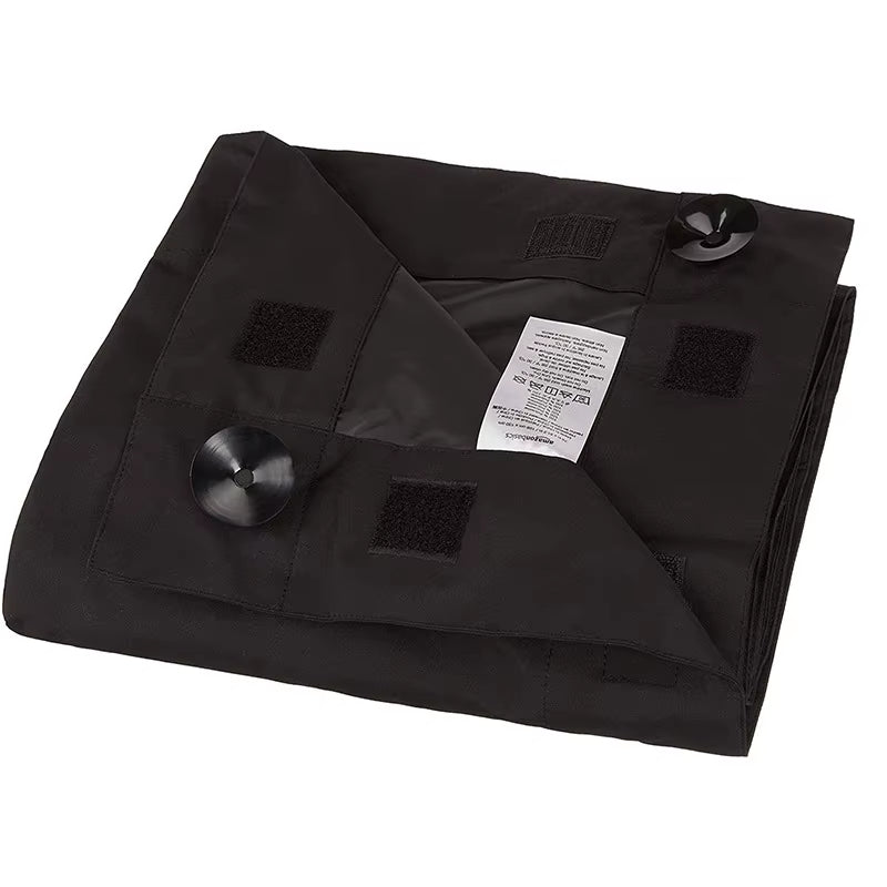 Amity Multifunctional Portable Suction Cup Blackout Curtains in Elegant Black Polyester for Home and Office