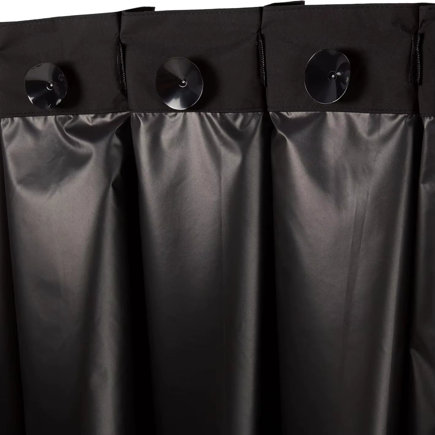 Amity Multifunctional Portable Suction Cup Blackout Curtains in Elegant Black Polyester for Home and Office